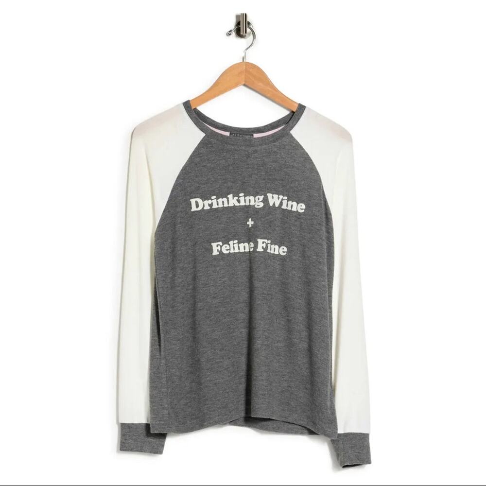 PJ SALVAGE Wine Feline Pajama Top NEW